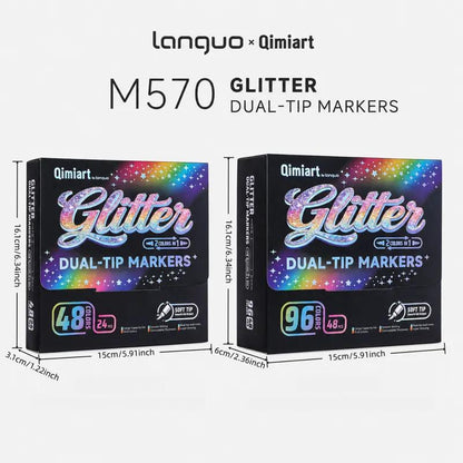 Colors Glitter Markers, Dual Tip Shimmer Brush Pens