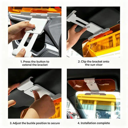 Adjustable Car Anti-Glare Sun Visor, Dual Color Day Night Driving Shield