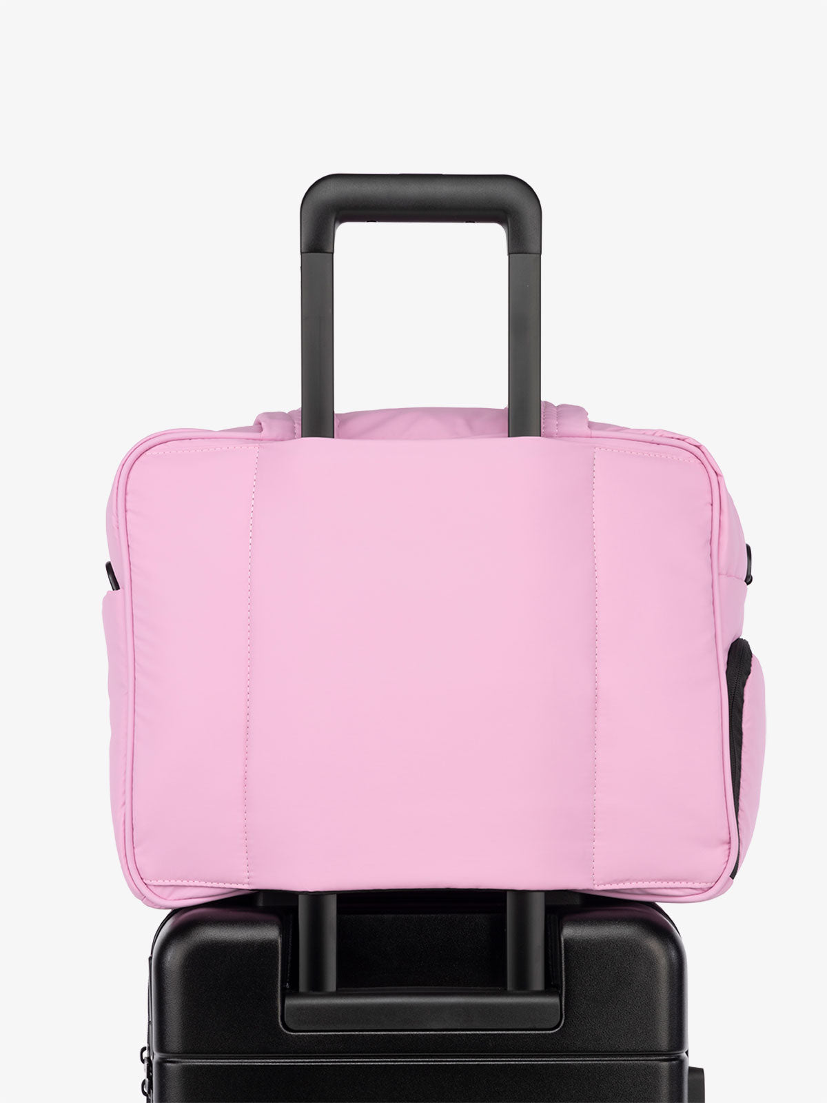 CALPAK Luka Weekender Duffel Bag with trolley sleeve for travel in pink; DSM1901-BUBBLEGUM