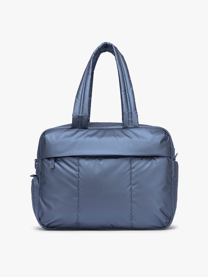 CALPAK Luka Duffel in metallic dark blue material Metallic Indigo; DSM1901-METALLIC-INDIGO