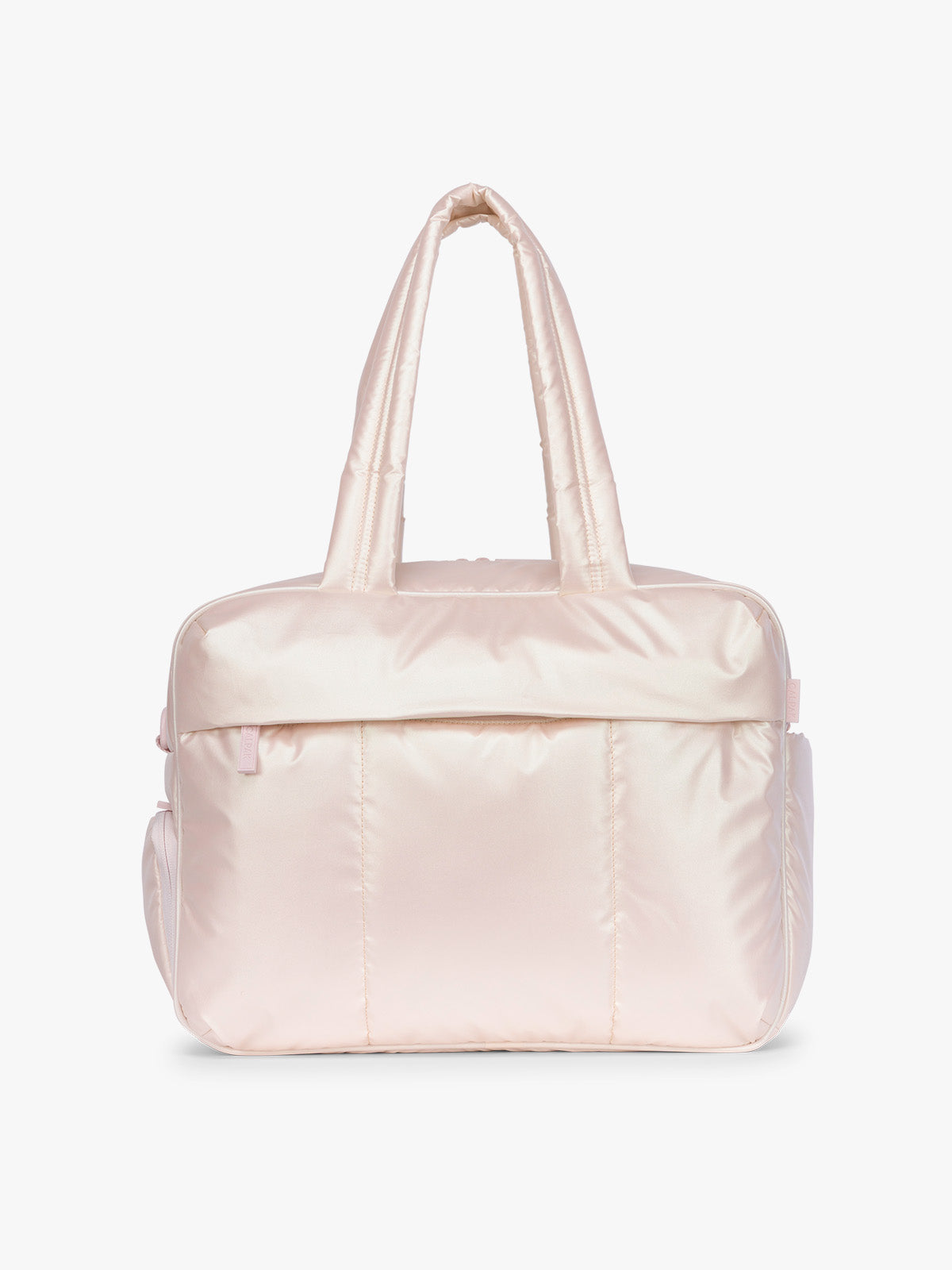 CALPAK Luka Duffel in light pink shiny Pearlescent; DSM1901-PEARLESCENT
