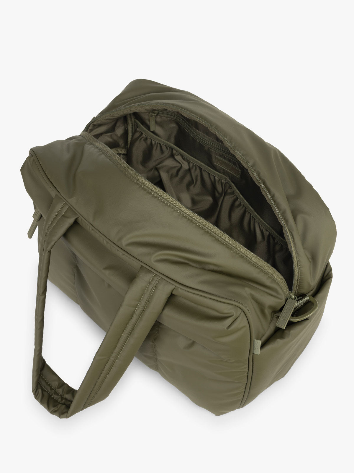 CALPAK Luka Duffel in dark green Pine opened; DSM1901-PINE