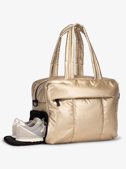 shoe compartment for Luka Duffel Bag in metallic gold; DSM1901-GOLD
