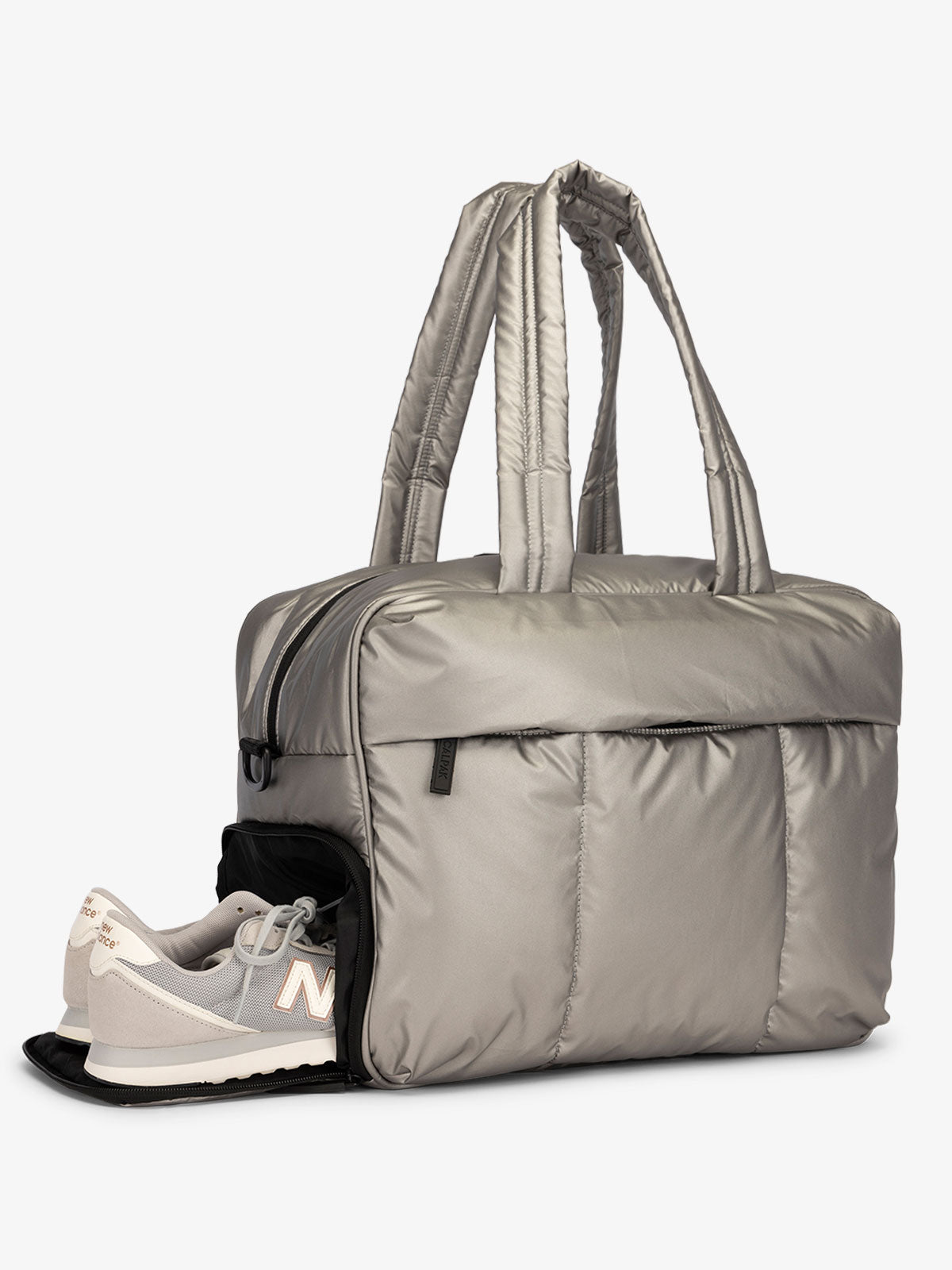 shoe compartment for Luka Duffel Bag in gunmetal silver; DSM1901-GUNMETAL