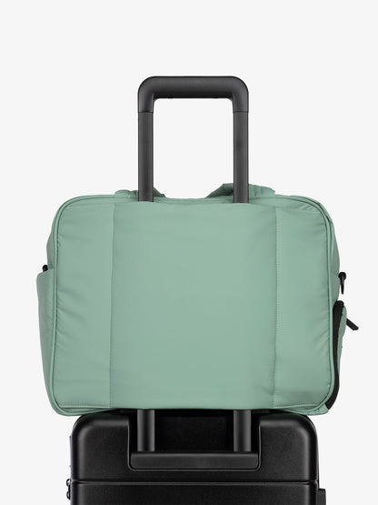 CALPAK Luka Weekender Duffel Bag with trolley sleeve for travel in green; DSM1901-SAGE