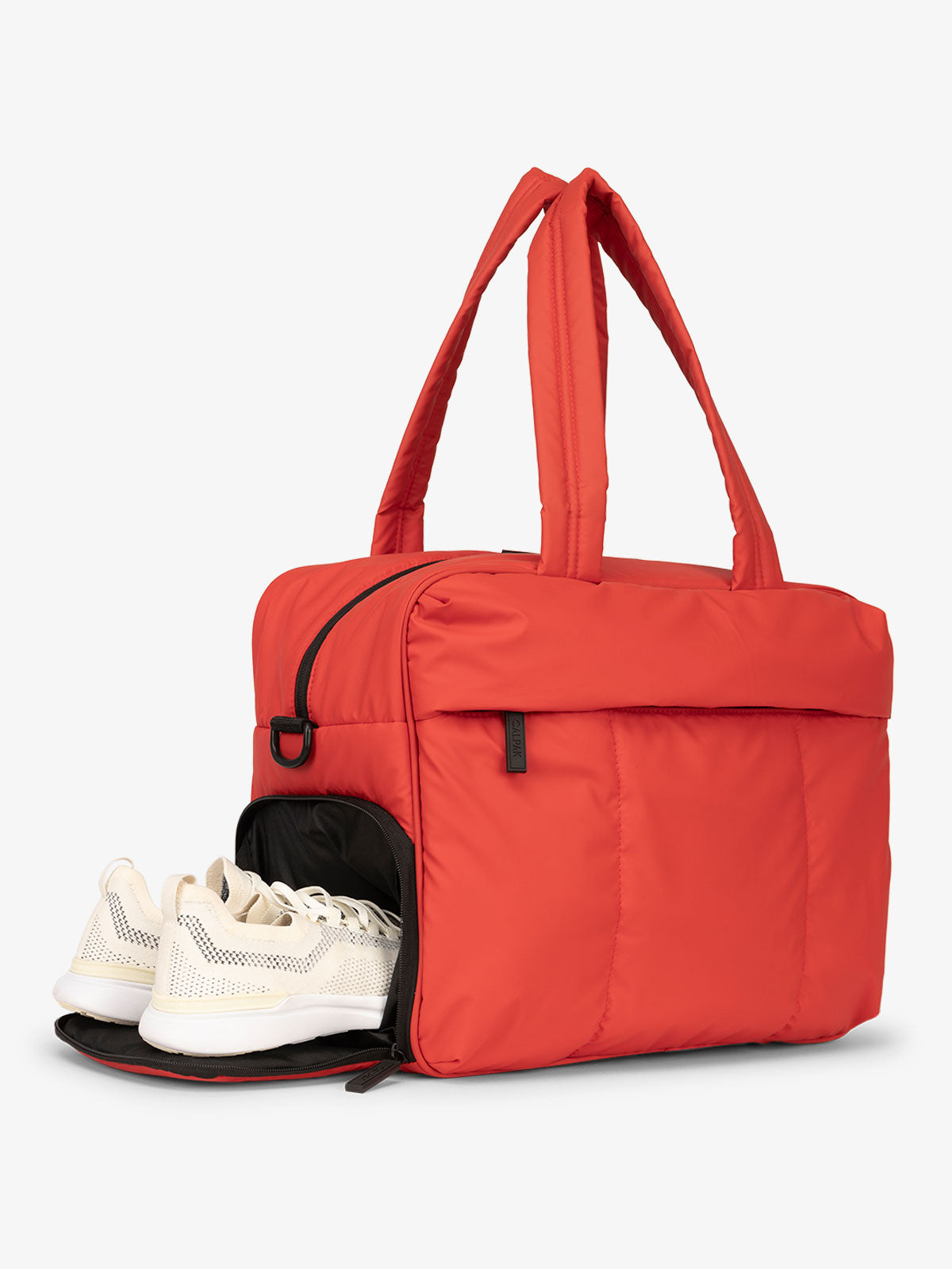 shoe compartment for CALPAK Luka Duffel Bag in red; DSM1901-ROUGE