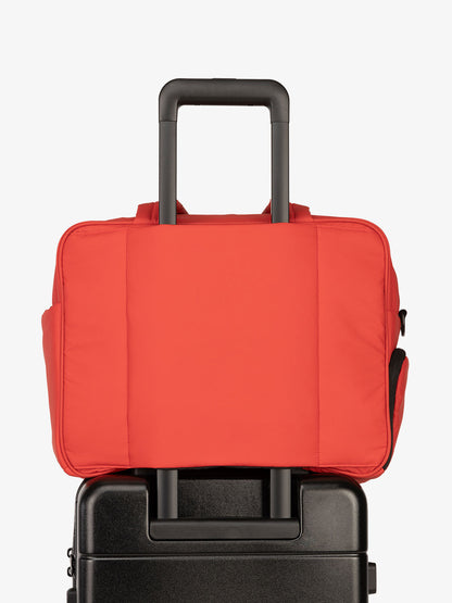 CALPAK Luka Duffel bag with luggage trolley sleeve in rouge; DSM1901-ROUGE