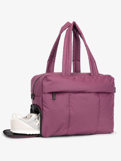 shoe compartment for Luka Duffel Bag in purple plum; DSM1901-PLUM