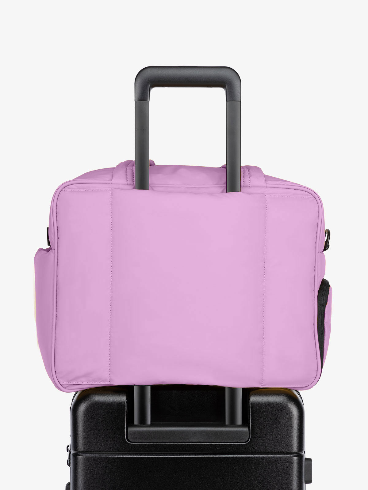 CALPAK Luka Duffel bag with luggage trolley sleeve in light purple lilac; DSM1901-LILAC