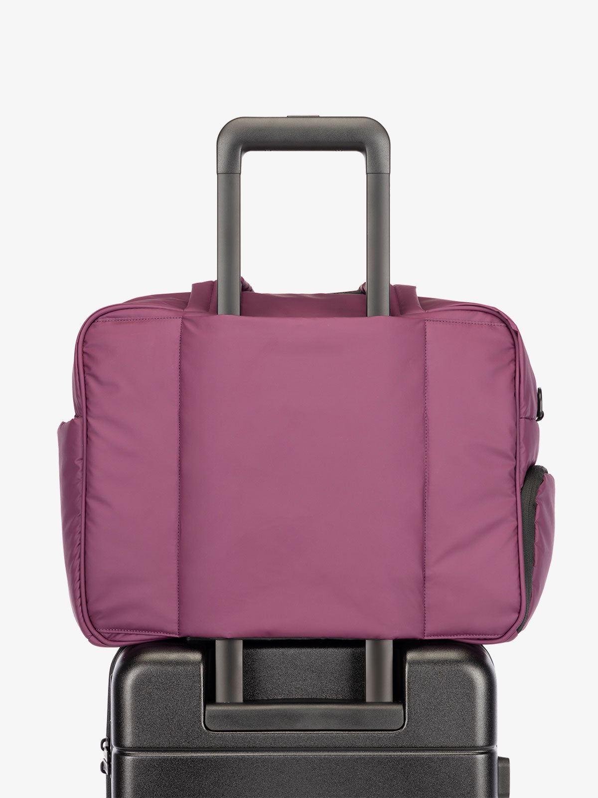 CALPAK Luka Duffel bag with luggage trolley sleeve in purple; DSM1901-PLUM