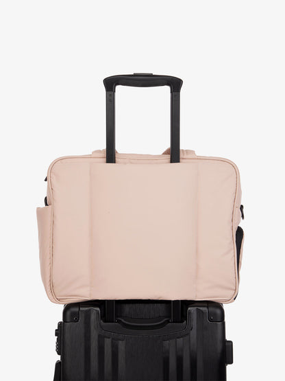 pink CALPAK Luka duffel bag with luggage trolley sleeve; DSM1901-ROSE-QUARTZ