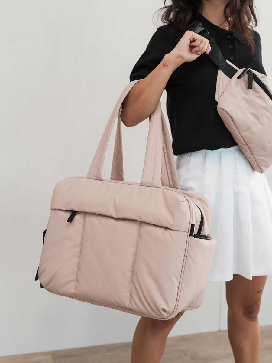 pink CALPAK Luka duffel bag; DSM1901-ROSE-QUARTZ