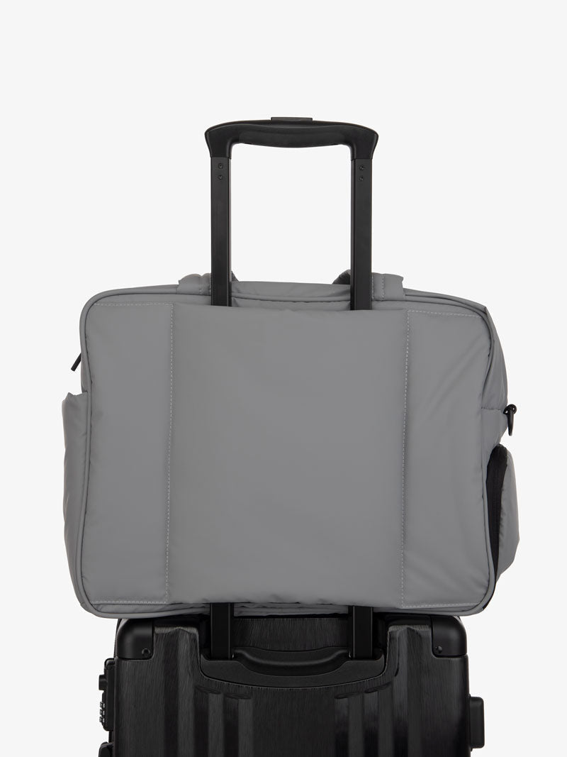 iron grey CALPAK Luka duffel bag with luggage trolley sleeve; DSM1901-IRON
