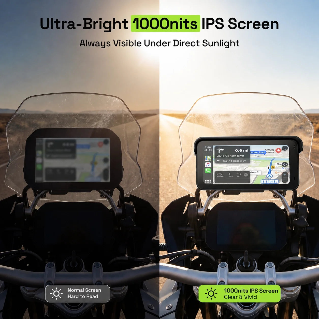 C6 Pro All-in-One Motorcycle Dash Cam with GPS & Anti-Theft – C6 pro ultra bright 1000nits ips screen