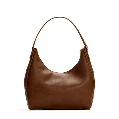 Asheville*Large | U-shaped, flat-bottomed leather shoulder bag with adjustable strap