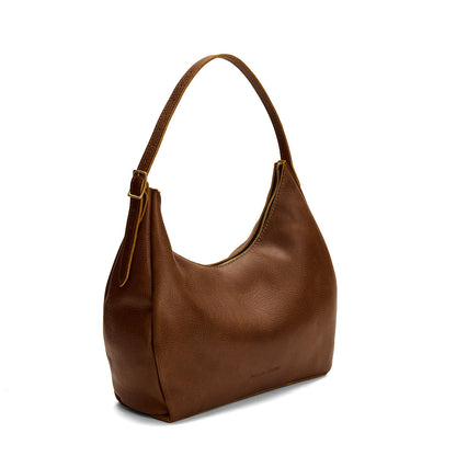 Asheville*Large | U-shaped, flat-bottomed leather shoulder bag with adjustable strap