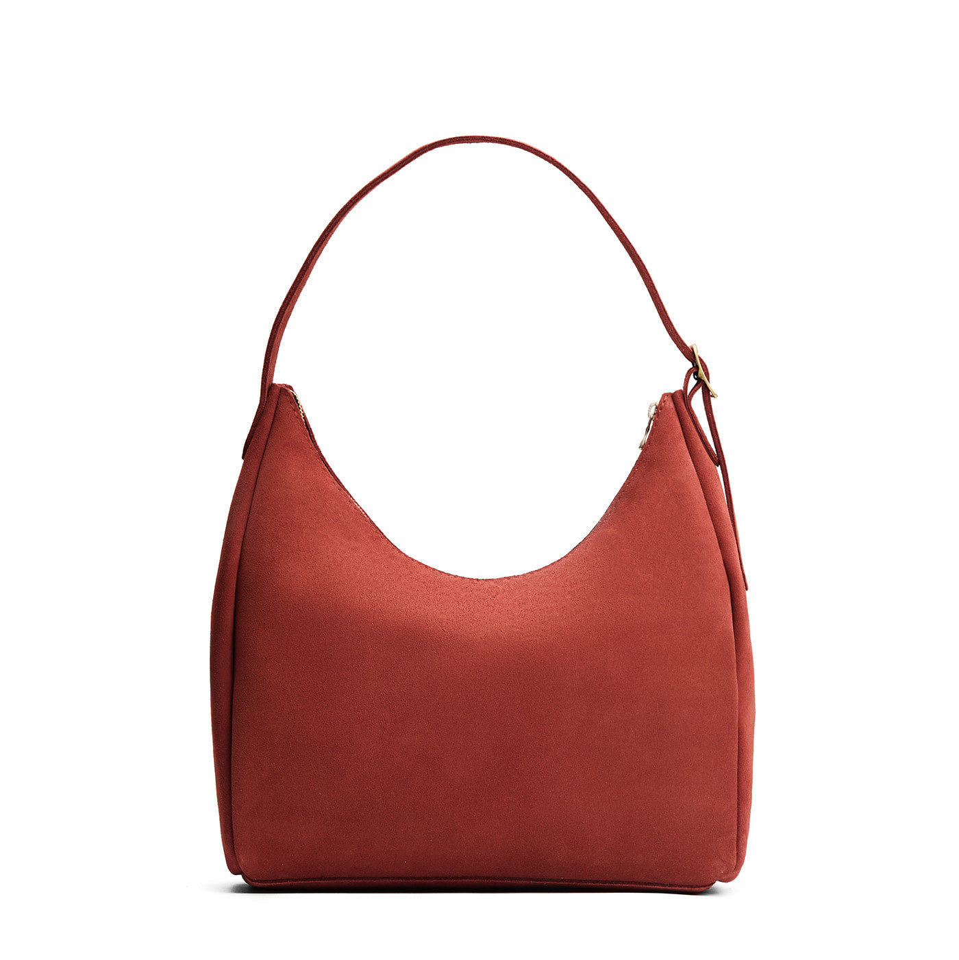 Cinnabar*Large | U-shaped, flat-bottomed leather shoulder bag with adjustable strap