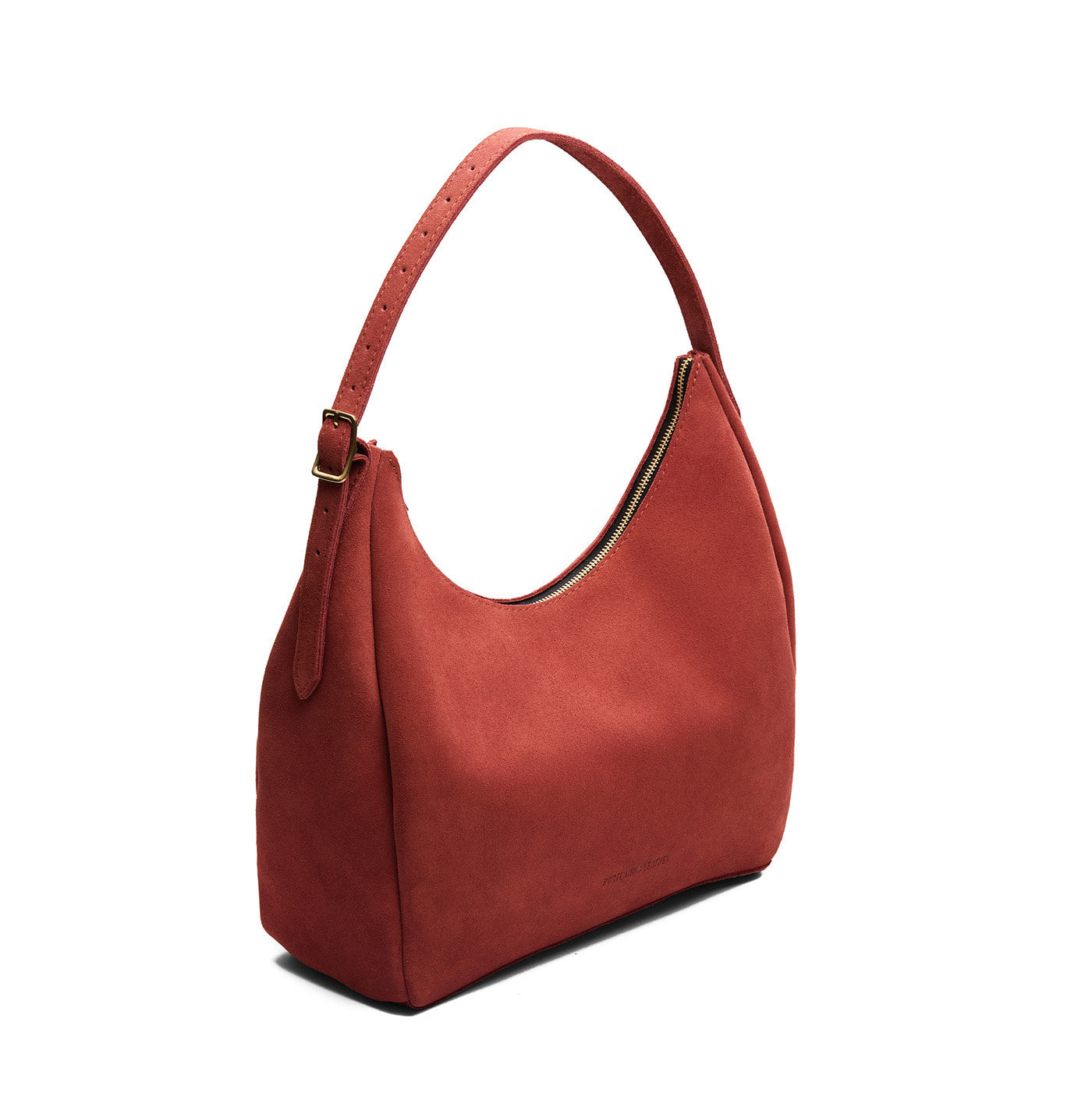 Cinnabar*Large | U-shaped, flat-bottomed leather shoulder bag with adjustable strap