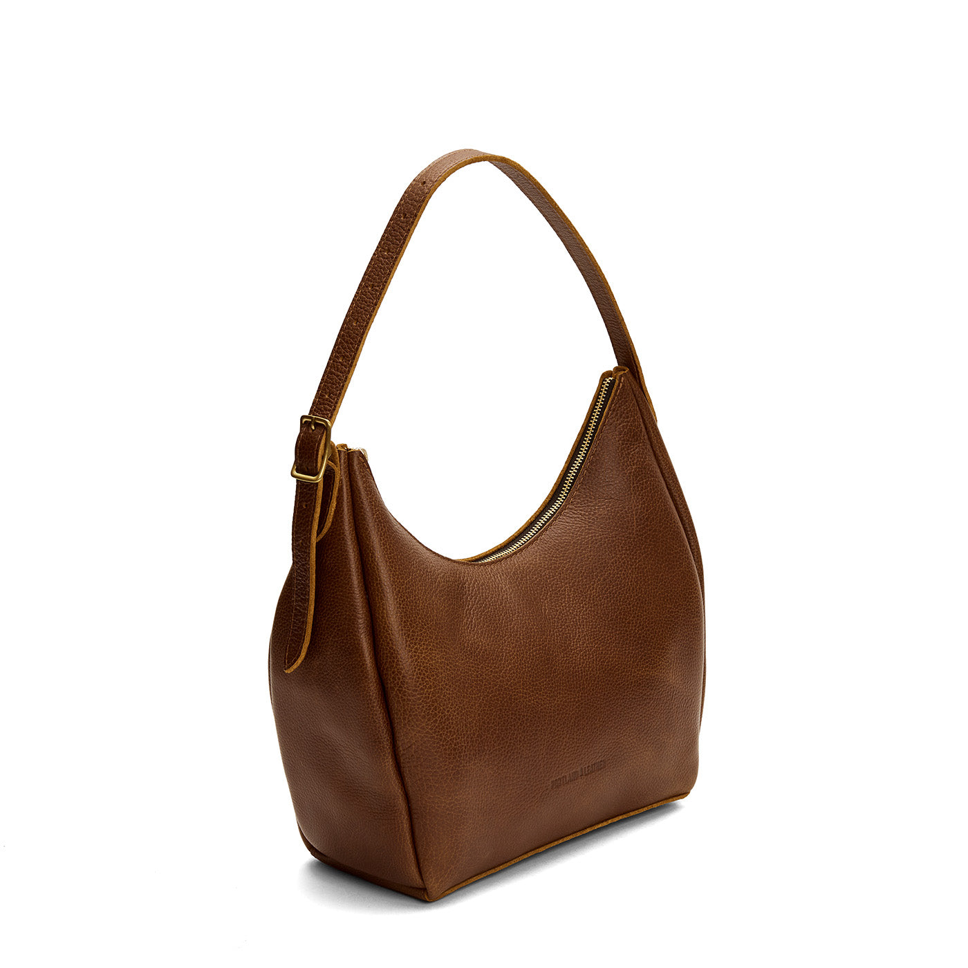 Asheville*Medium | U-shaped, flat-bottomed leather shoulder bag with adjustable strap