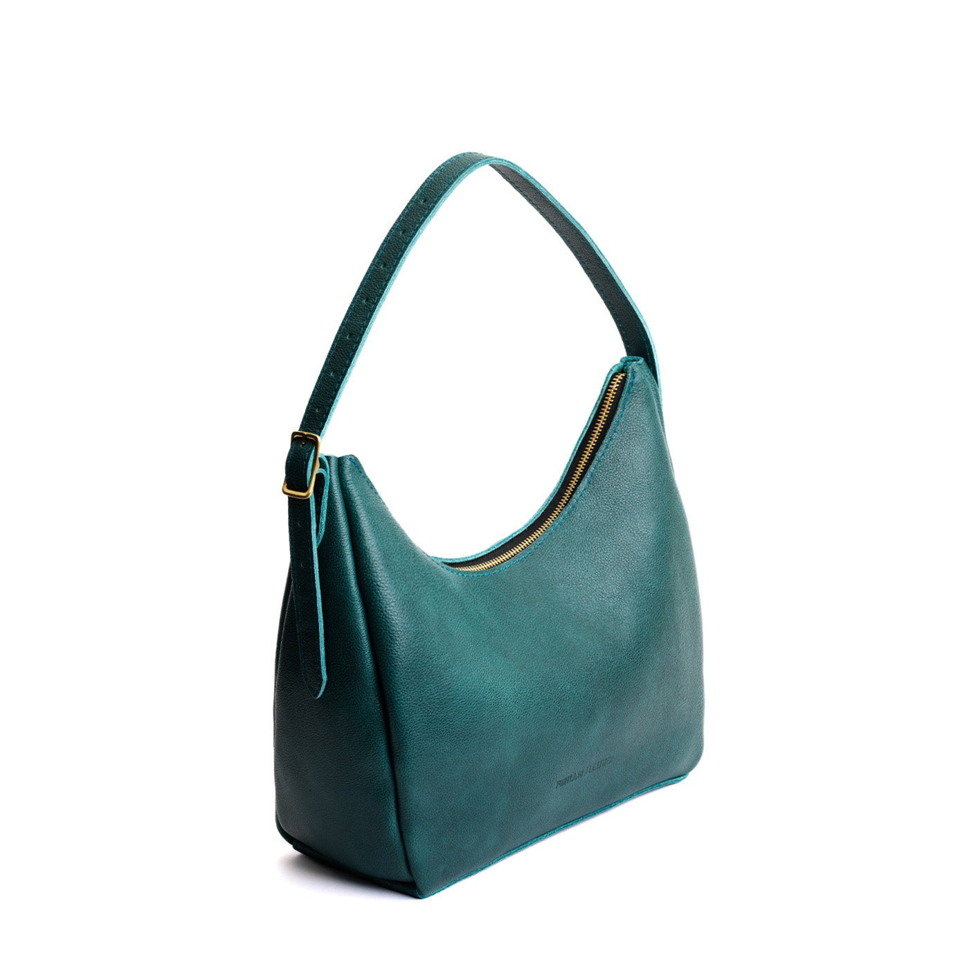Sea Glass*Medium | U-shaped, flat-bottomed leather shoulder bag with adjustable strap