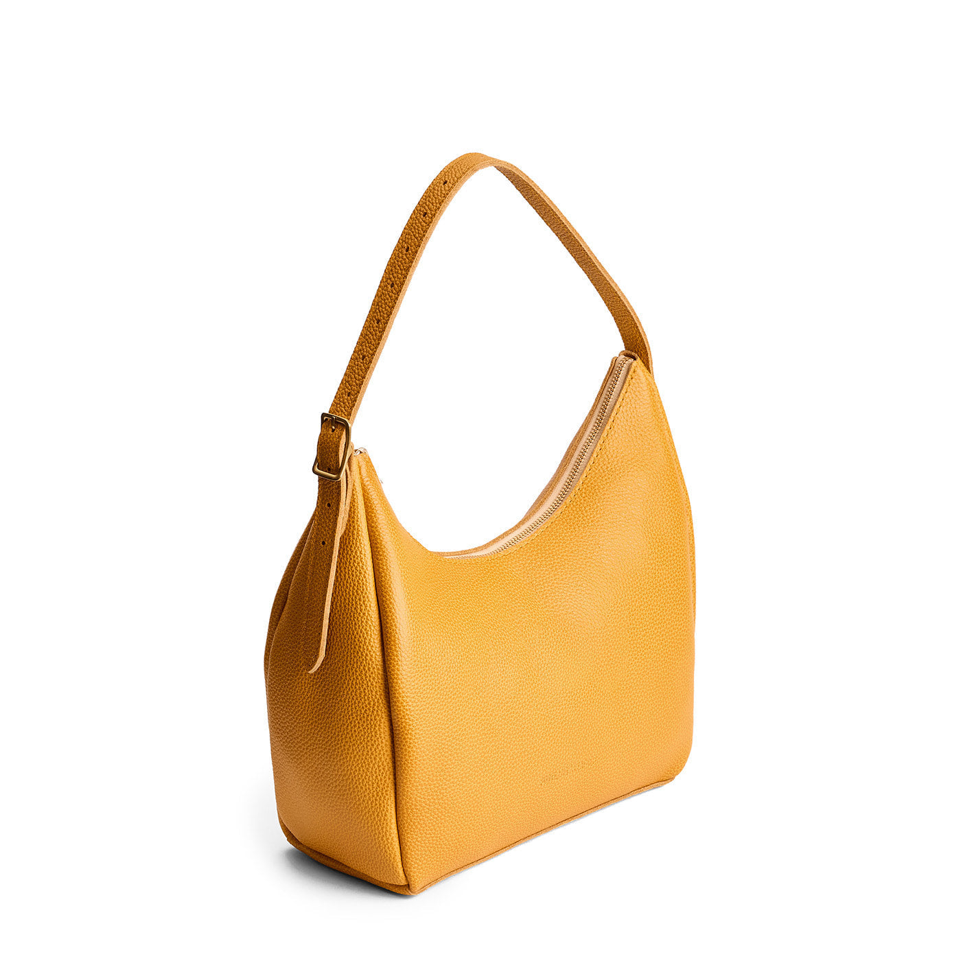 Sunshine*Medium | U-shaped, flat-bottomed leather shoulder bag with adjustable strap