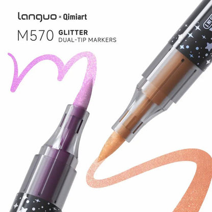 Colors Glitter Markers, Dual Tip Shimmer Brush Pens