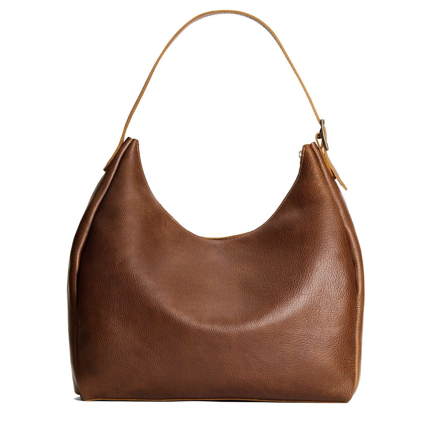 Asheville*Oversized | U-shaped, flat-bottomed leather shoulder bag with adjustable strap
