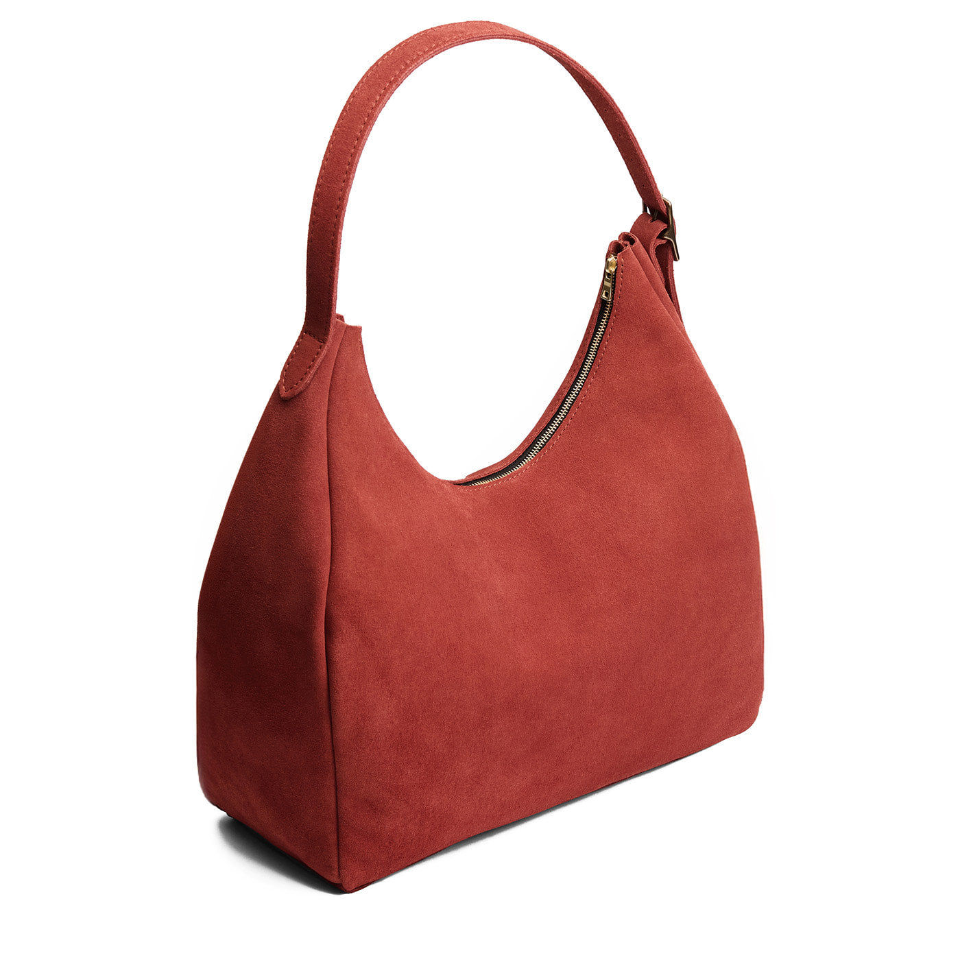 Cinnabar*Oversized | U-shaped, flat-bottomed leather shoulder bag with adjustable strap