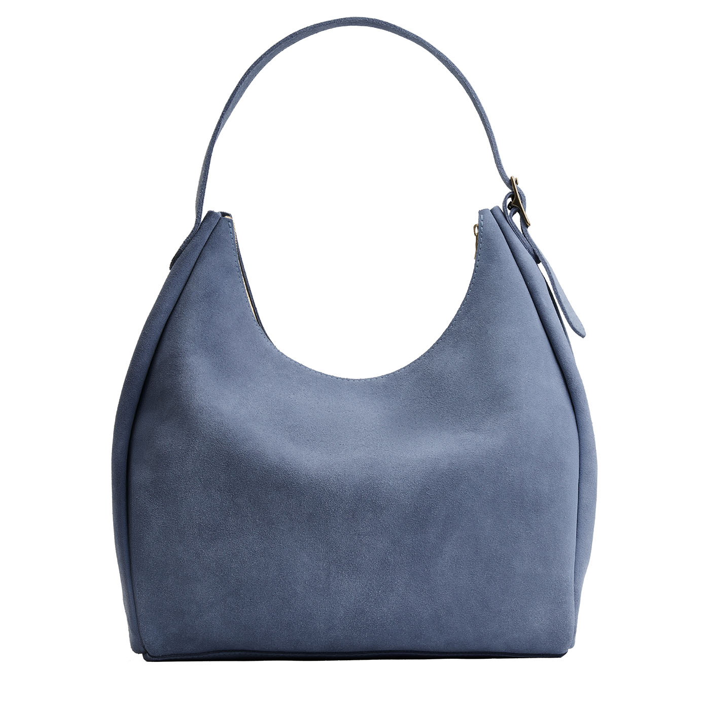Denim*Oversized | U-shaped, flat-bottomed leather shoulder bag with adjustable strap
