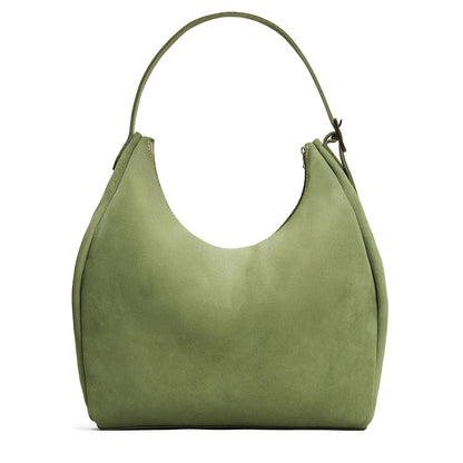 Laurel*Oversized | U-shaped, flat-bottomed leather shoulder bag with adjustable strap