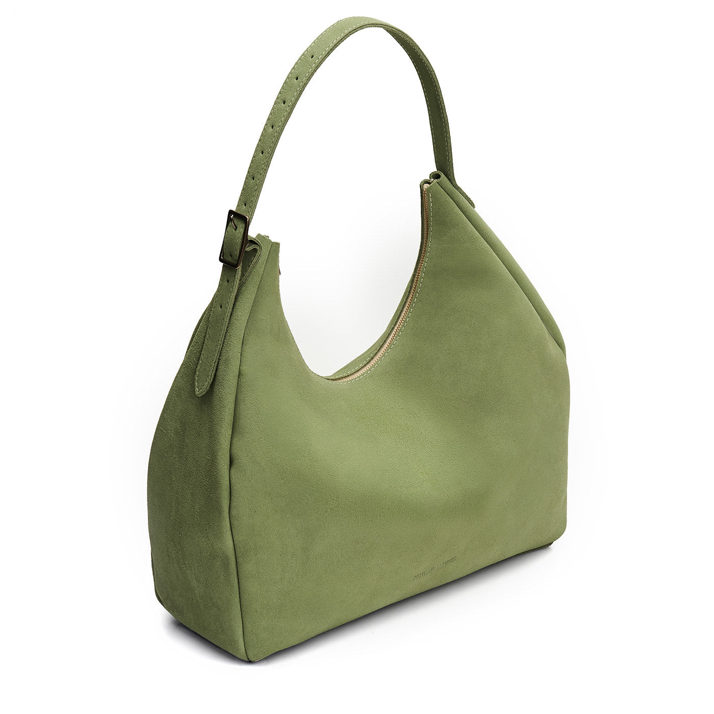 Laurel*Oversized | U-shaped, flat-bottomed leather shoulder bag with adjustable strap