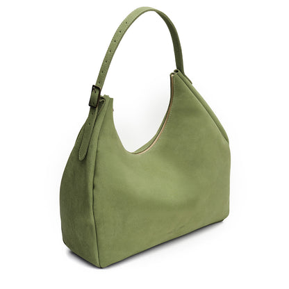 Laurel*Oversized | U-shaped, flat-bottomed leather shoulder bag with adjustable strap