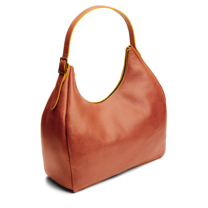 Sienna*Oversized | U-shaped, flat-bottomed leather shoulder bag with adjustable strap